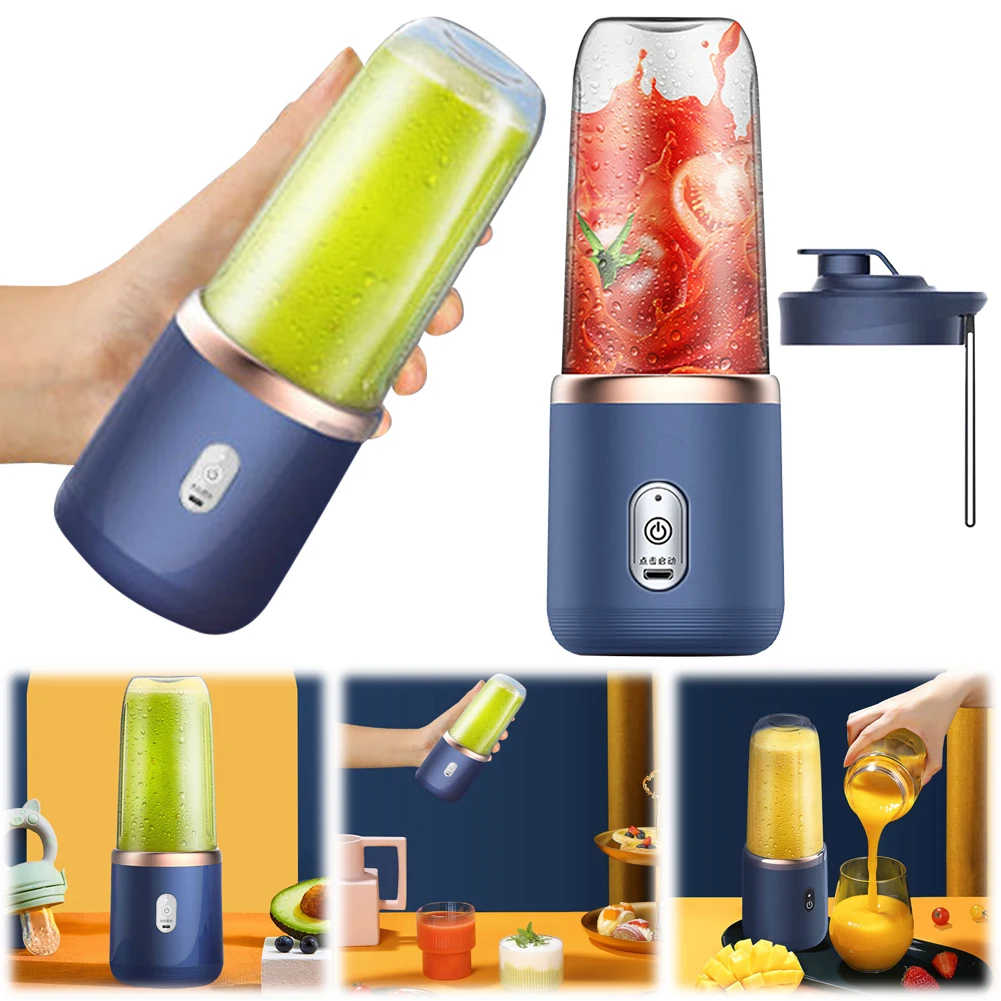 Xiaomi-licuadora portátil de 400ML y 6 hojas, Mini licuadora de jugo, taza recargable para batidos de frutas, exprimidor mezclador para viajes