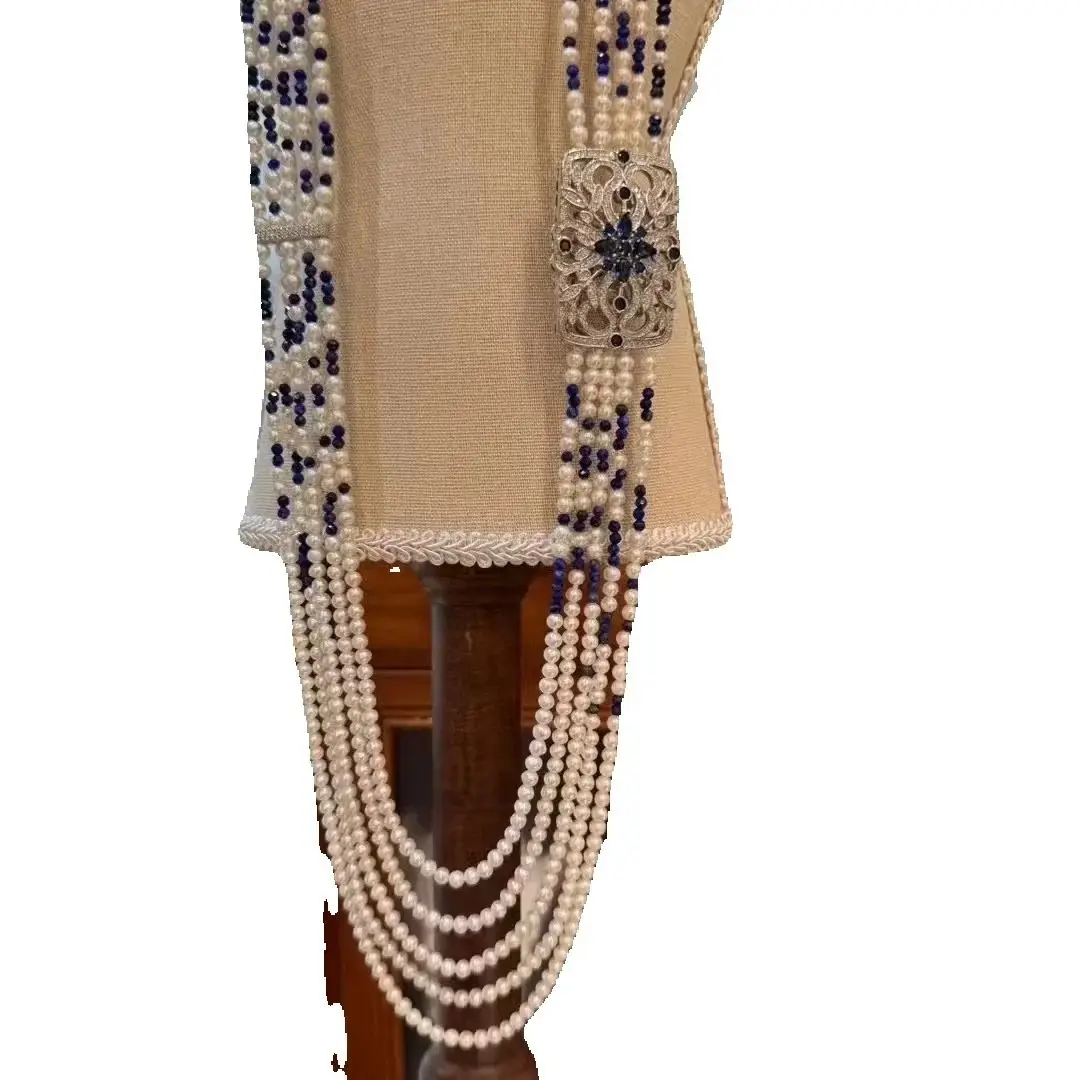 

Великолепное Aaa 4-5 мм натуральный жемчуг Акойя, круглое белое жемчужное ожерелье, огромные вечерние ювелирные изделия, синий камень, хороший подарок, жена, подруга