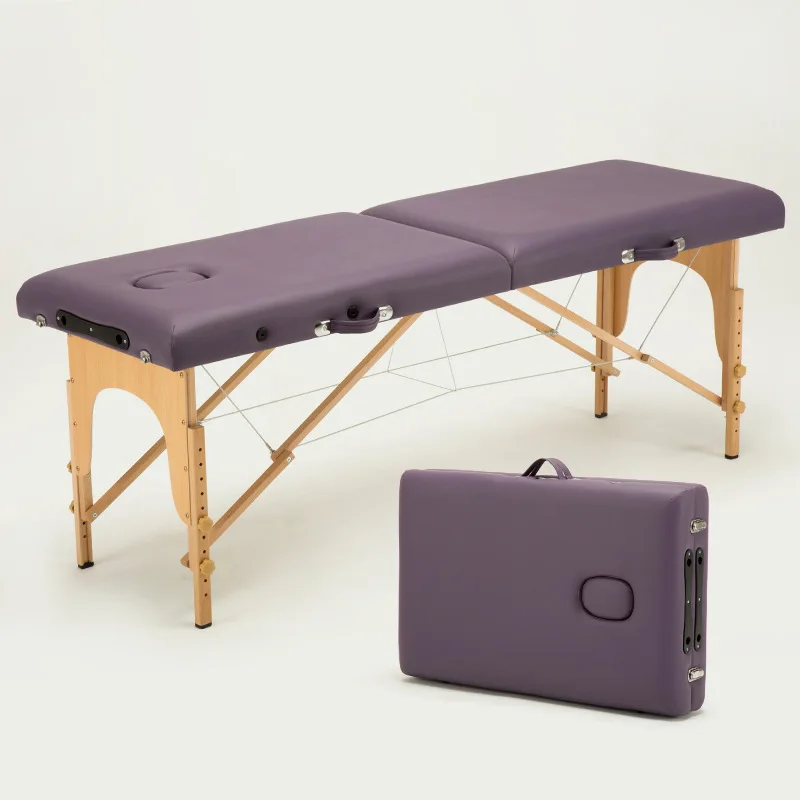 Folding Beauty Salon Bed, Portable Spa Massage Tables, Foldable with Bag, Salon Furniture, Wooden, 185x60, 185x70cm