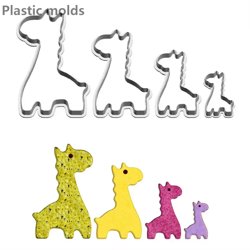 Four Specifications Cartoon Animals Inflatable Toys Giraffe,Plastic Mold,Cake Fondant Tools,Cookie Sushi and Fruits Cutters