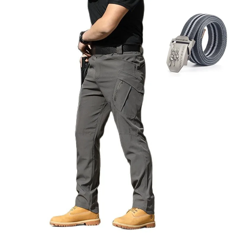 

Gift Belt Unique Special Forces Fans Overalls Stretch Breathable Tactical Multi Pocket Front Zipper Outdoor Casual Pants