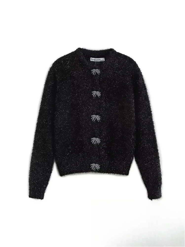 

KONDALA Vintage Casual Chic Women Cardigans Solid O-Neck Single Breasted Long Sleeve Knitted Fashion 2024 Autumn Winter Sweaters