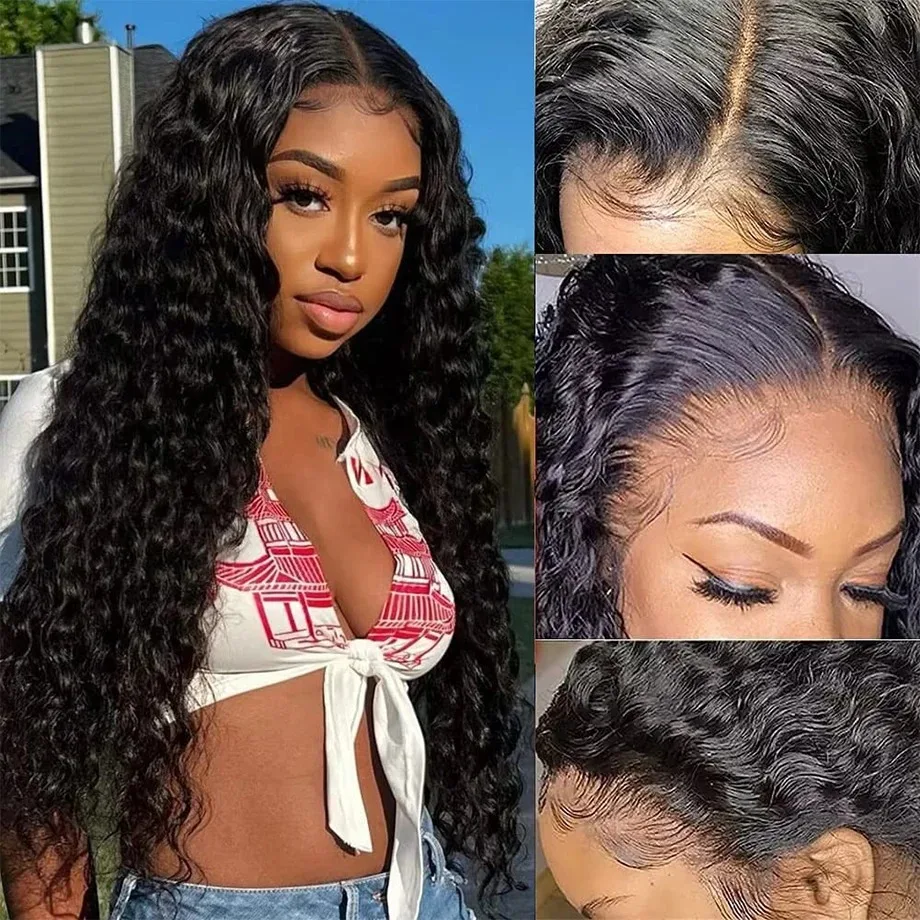 Deep Wave Frontal Wigs 13x6 HD Lace Transparent Frontal Wig 30 Inch 13X4 Deep Curly Lace Front Wig Human Hair Lace Frontal Wig