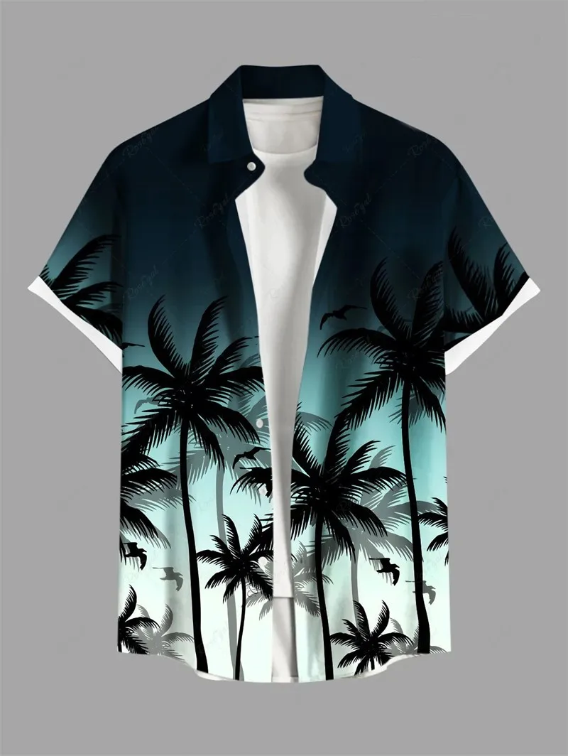 

Hawaiian Shirt Man Print Casual Thin Beach Slim Fashion Shirt High Quality Luxury Black Social Vintage Funny Oversized Clothes
