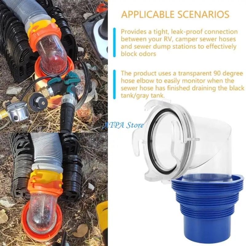 

U13C Motorhome Waste Disposal Elbow Joint Flexible Plastic Construction With Secure Lock Mechanism