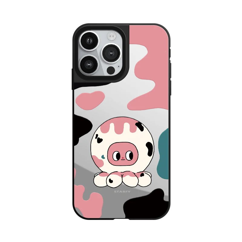 Cartoon Cute Octopus Kawaii Mirror Phone Case With MagSafe For iPhone 16 15 14 13 12 Pro Max Plus Antidrop Shockproof Back Cover