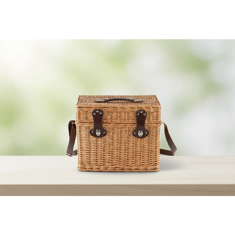 

Handmade Wicker Picnic Basket with Strap for Outdoor Camping Travel Party Storage