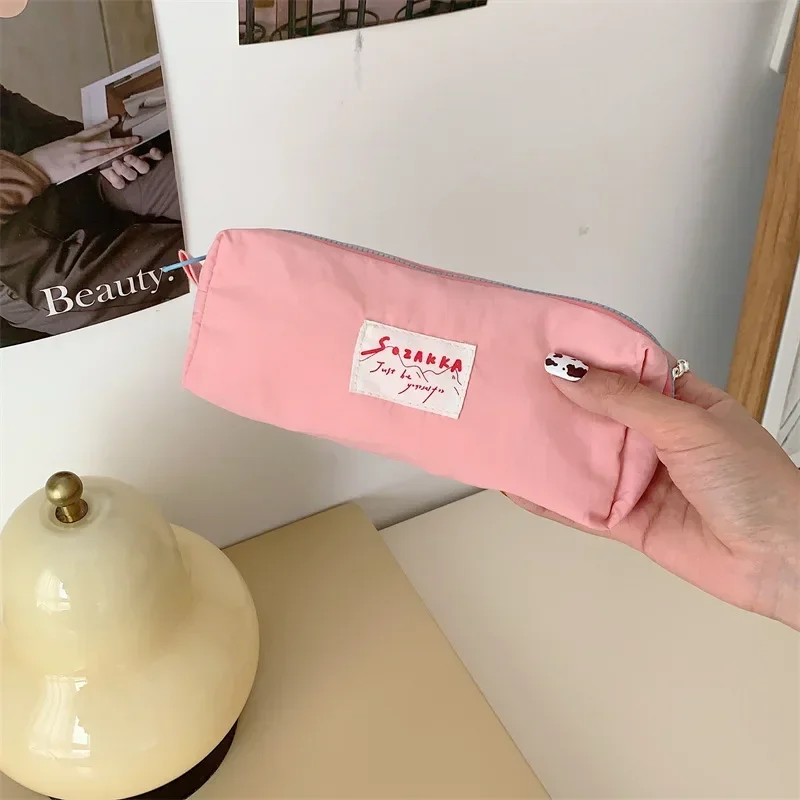 1pc Canvas Zipper Pencil Bag for School Blank DIY Craft Bag Cotton Canvas Makeup Bag Case Pouch Travel Handmade Gift Bags