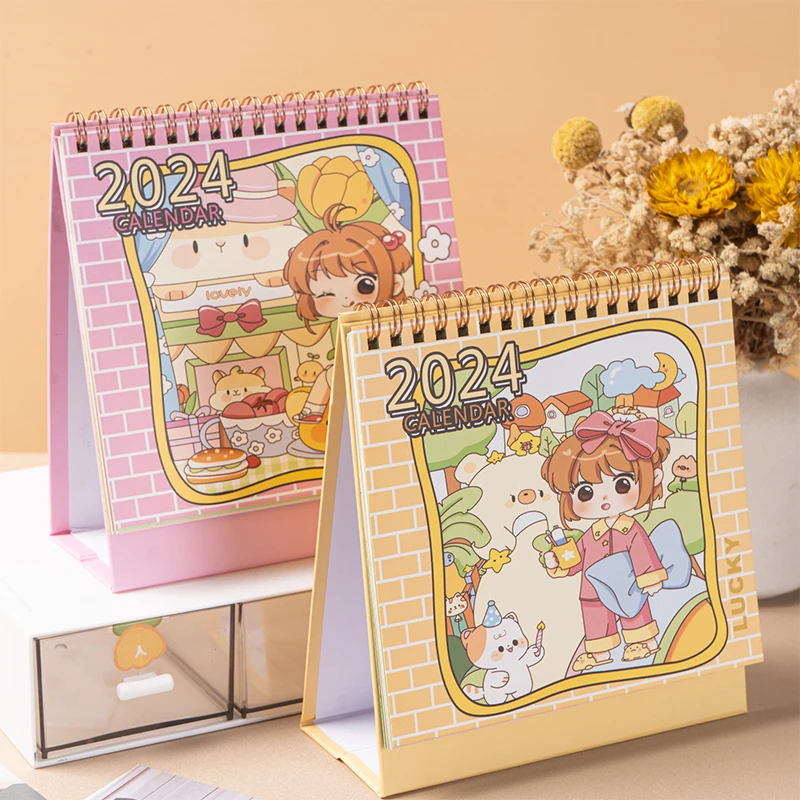 Cartoon Creative Desk Calendar Desktop Cute Girl Almanac Countdown Pendulum Piece Notepad Desktop Decoration Notes Calendar