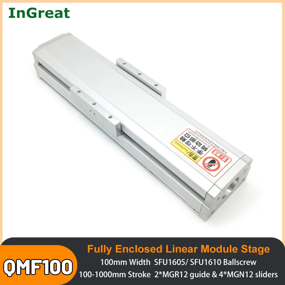 

100mm Width Heavy Load Fully Enclosed Linear Rail Guide Stage Actuator Dustproof Slide Table 100-1000mm 4PCS MGN12C SFU1605/1610