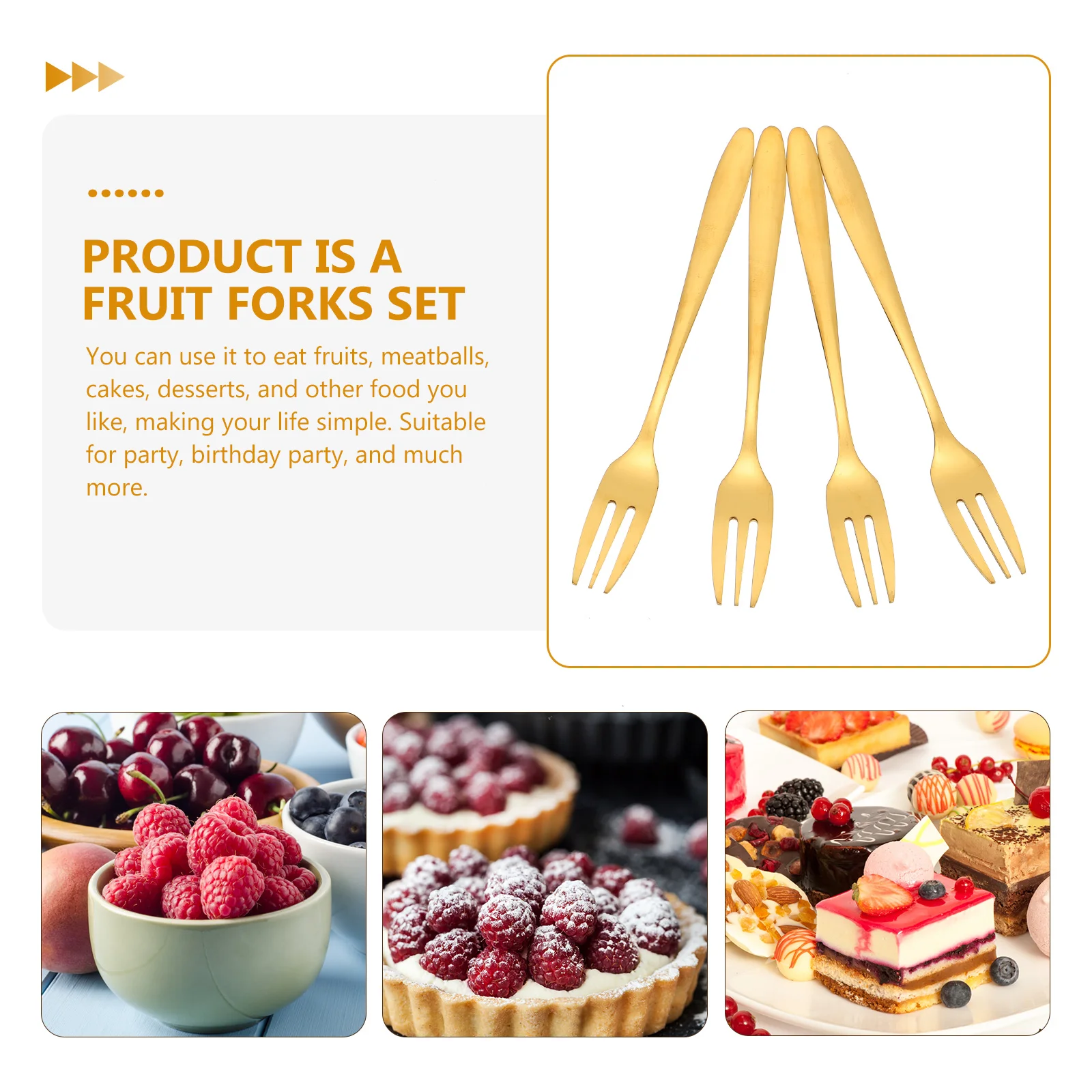 

Stainless Steel Cake Forks Three Teeth Fruit Picks Wear Resistant Perfect Birthday Party Daily Life Dessert Cakes Food