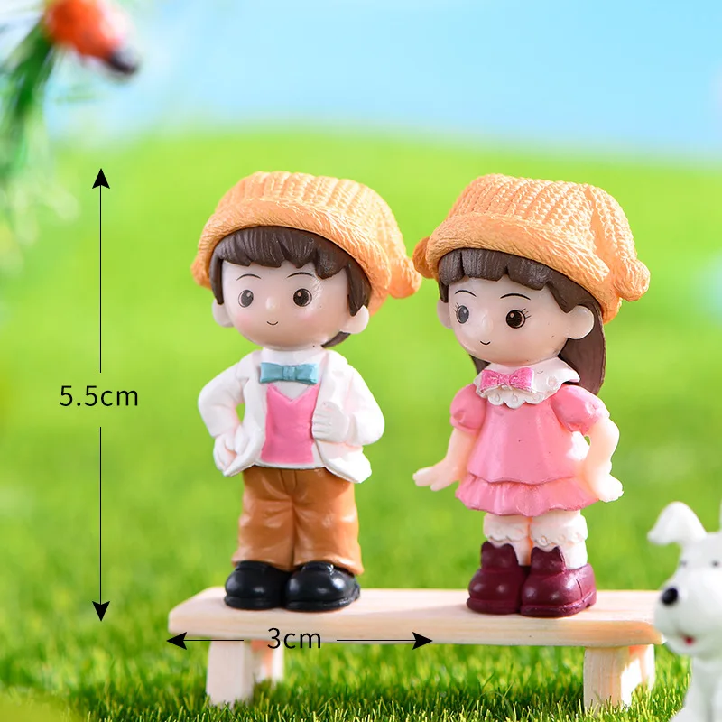 4pcs Mini Girls Figures Miniatures Figurine Old Couple Figures Fairy Garden Figurines Home Decoration