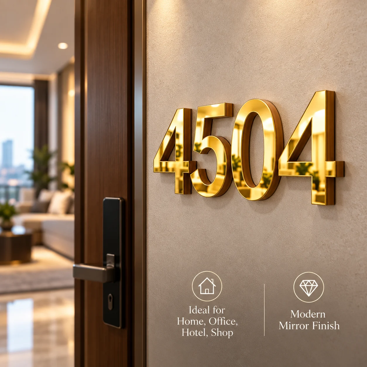 0-9 Mirror Acrylic House Numbers with Wood Backing Laser Cut DIY Wall Decor Home Address Sign Number Plate Birthday Dates