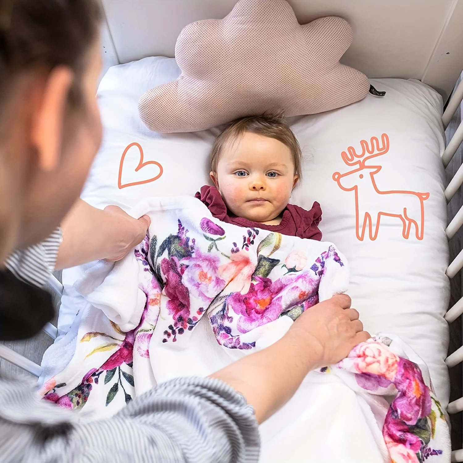 

Плед VIKAMA с фиолетовым цветочным принтом для фотосессий новорожденных, крещения и отслеживания роста, календарь роста малыша