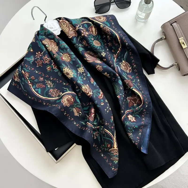 HOT SALE Letter Printing Scarves Ins Style Silk Scarf High-end Neck Scarf Imitation Silk Shawl Twill Tie Tie Elder Lady Gift