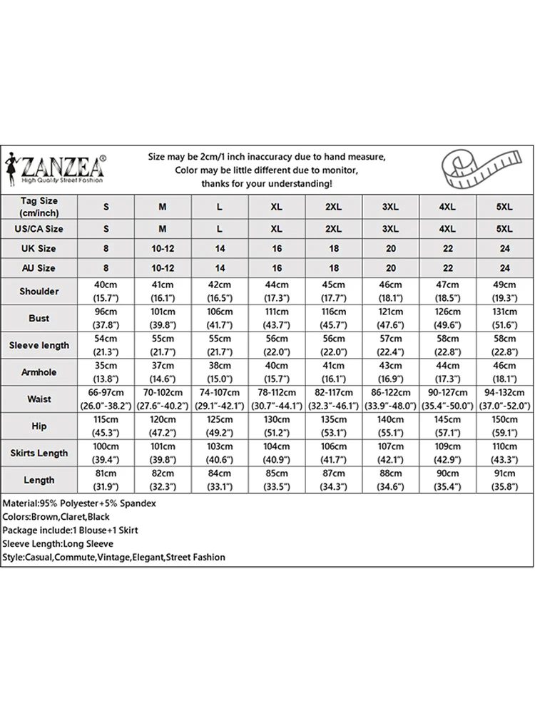 ZANZEA الخريف مسلم قطعتين مجموعات ملابس النساء عادية كم طويل بلوزات طويلة أطقم فساتين عباية دعوى دبي الحجاب رياضية 2025 #6