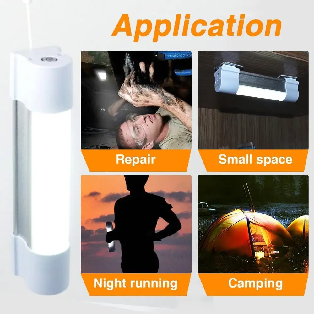 LETOUR-luz de trabajo de tubo LED de 12V, lámpara de alta potencia regulable, magnética, 6000 lúmenes, 5 luces, recargable, portátil, para acampar