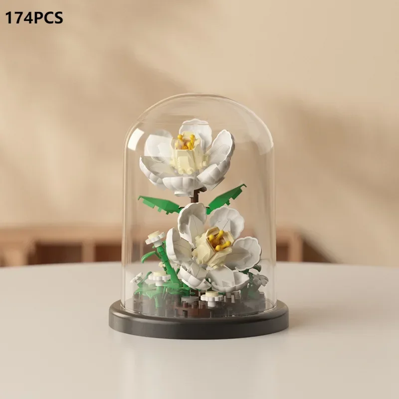 MOC Eeuwige Boeket Rose Bouwstenen Bloem Gebouw 3D Set DIY Eeuwige Boeket Display Box Baksteen Speelgoed voor Home Office Decor - afbeelding 1