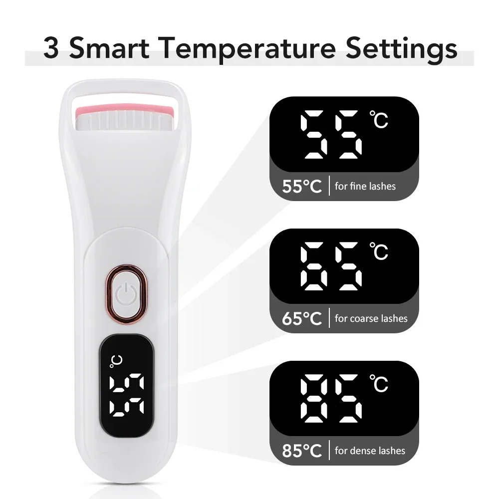 Elektrischer Wimpernzange mit Digitalanzeige, beheizter Wimpernzange, 3-Wärmestufe, professionelles Make-up-Werkzeug für Frauen, Wimpern-Clip-Werkzeug
