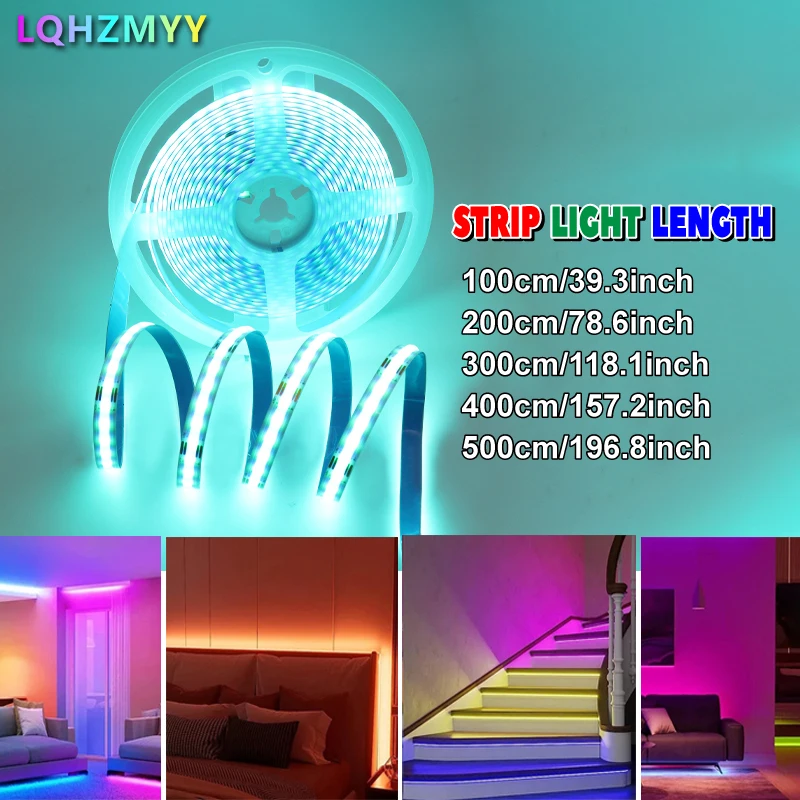 1 Roll of Low-Voltage 5V Color-Changing Rgb Flexible Cob Led Strip Without Light Spots, with a 24-Key Multifunctional Remote Control, Allows for Switching Light Colors and Adjusting Light Brightness, Suitable for DIY D