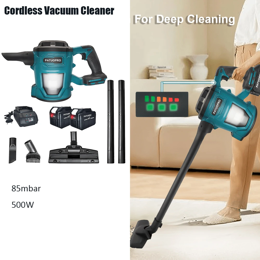 PATUOPRO Portable Cordless Vacuum Cleaner High-power Car Vacuum Cleaner Household High-suction Dust Blower For Makita 18vBattery