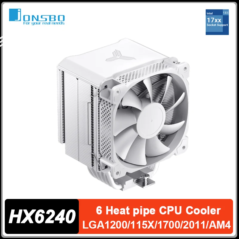 JONSBO HX6240 White CPU Air Cooler Copper 6 Heat Pipes CPU Cooler For LGA1700 115X 1200 2011 AM4