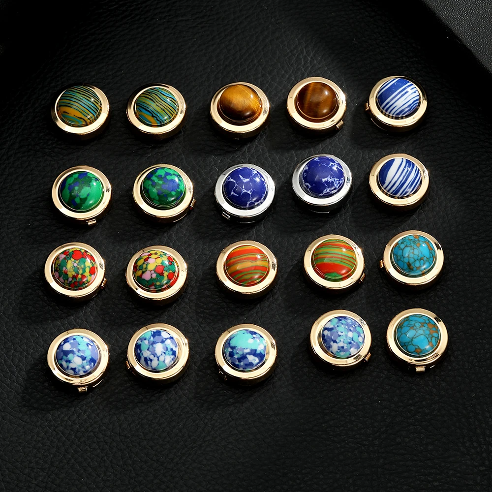 10 Styles Neue Manschettenknöpfe mit Steinen, lustige Hemd-Manschettenknöpfe mit Glas-Cabochon-Kunstbild – Detail 2