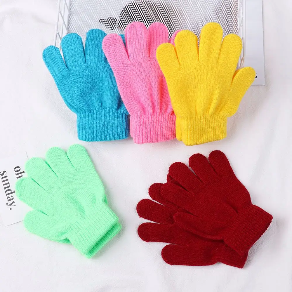 1 Paar Handschuh Kinder Zauber handschuh Mädchen Junge Kind dehnbar gestrickt Winter warme Voll finger handschuhe Kinder Eiskunstlauf handschuhe