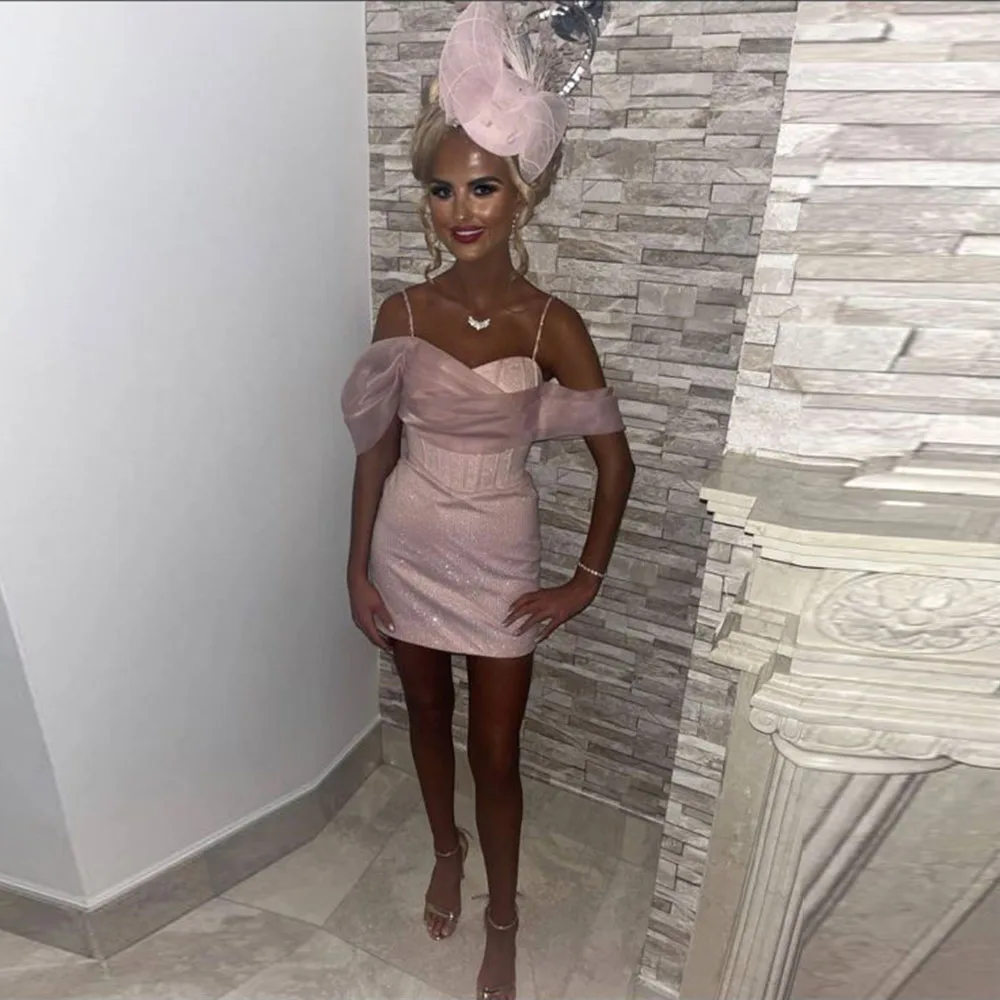 

Мини-короткое розовое коктейльное платье-футляр Коктейльное платье без рукавов на бретелях Праздничное платье Кружевное платье для выпускного вечера