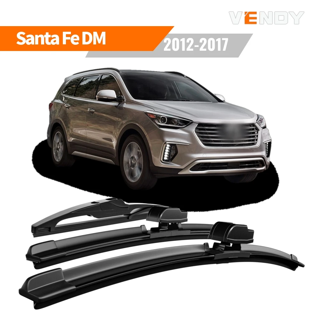 

1set Front & Rear Windshield Wiper Blades Windscreen Wipers For Hyundai Santa Fe DM MK3 2012-2017 Rubber Brushes Car Accessories