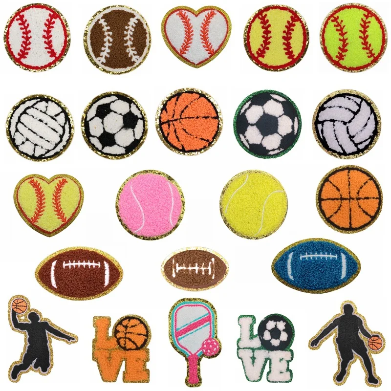 Sports Ball Games Emblem Embroidered Cloth Stickers Cartoon Flowers DIY Iron Clothing Patches