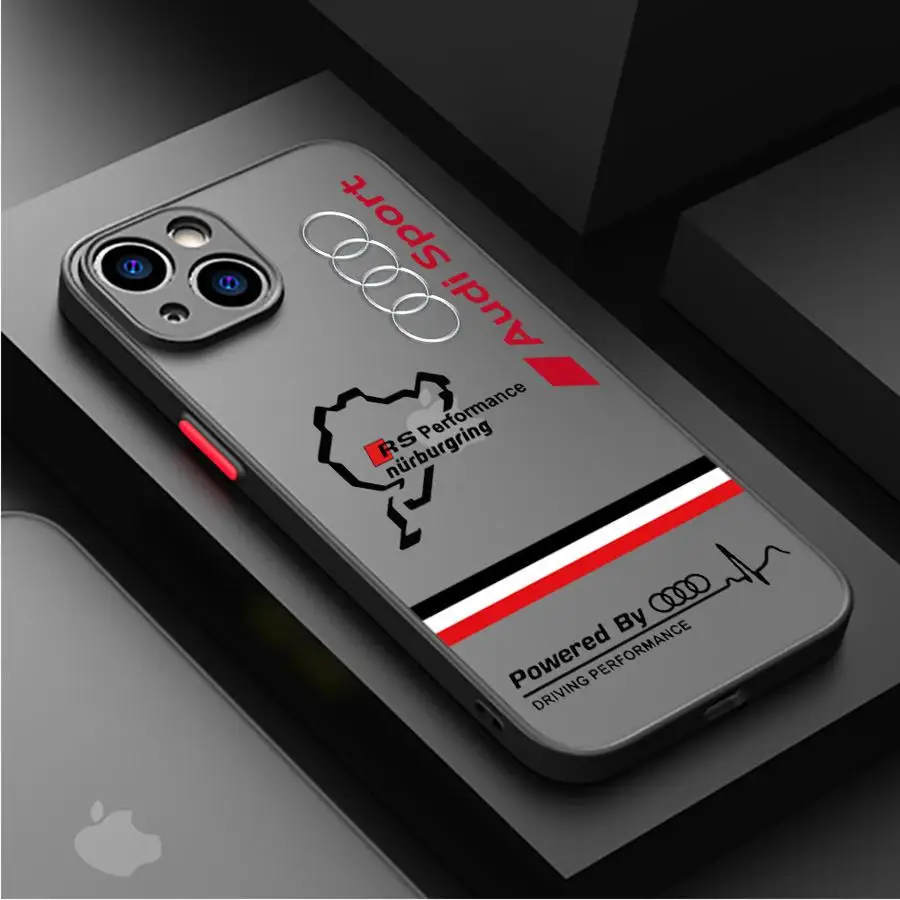 A-Audi Art Logo Phone Case for iPhone 16 15 13 14 11 12 Pro Max 12 Mini 7 8 XR XS 16 Plus 15Pro MAX Matte Soft Cover Shell