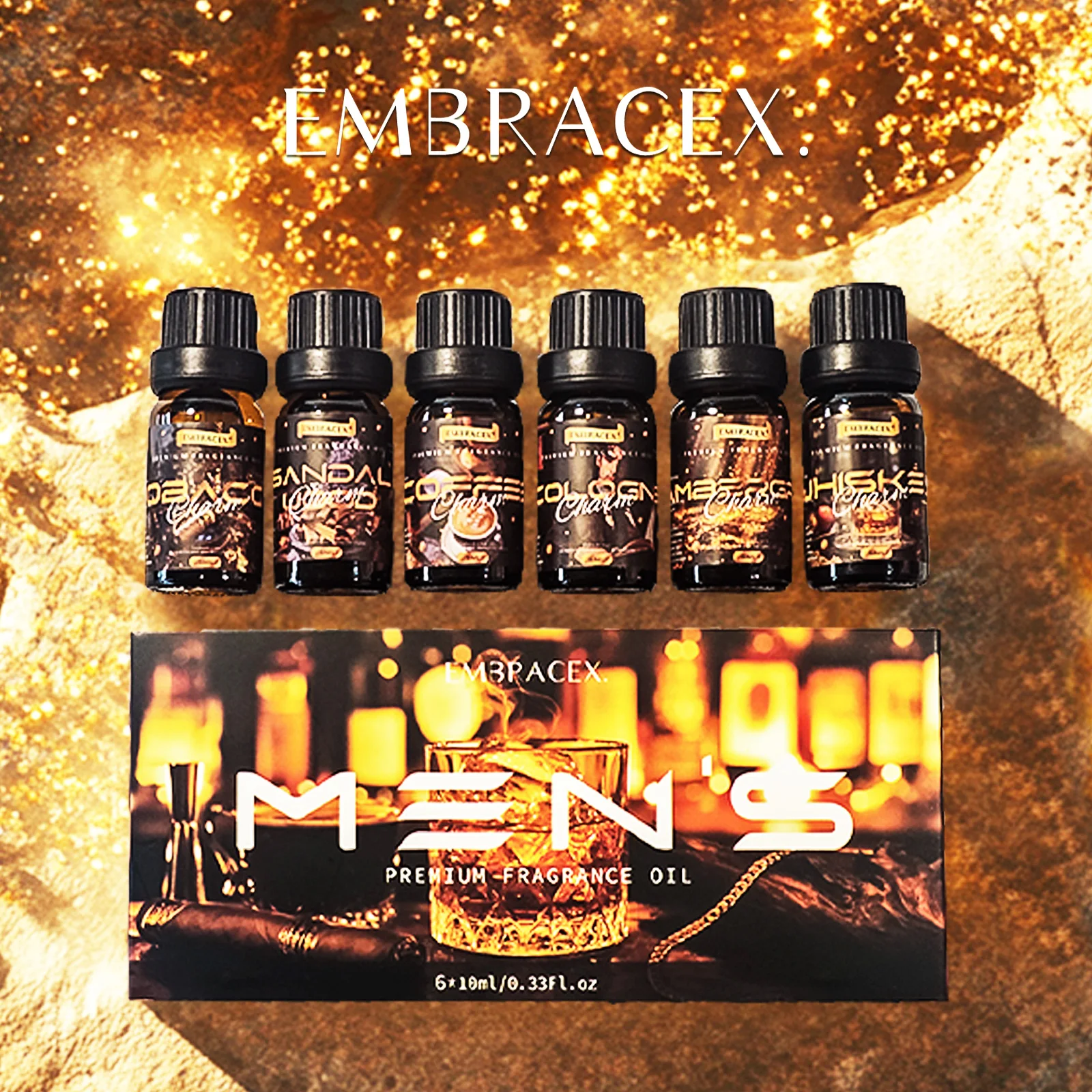 

6PC/1Set Men's Essential Oils Perfume Essential Oils Gifts Box For Men For Humidifier&Diffuser Air Freshening Candle&Soap Making