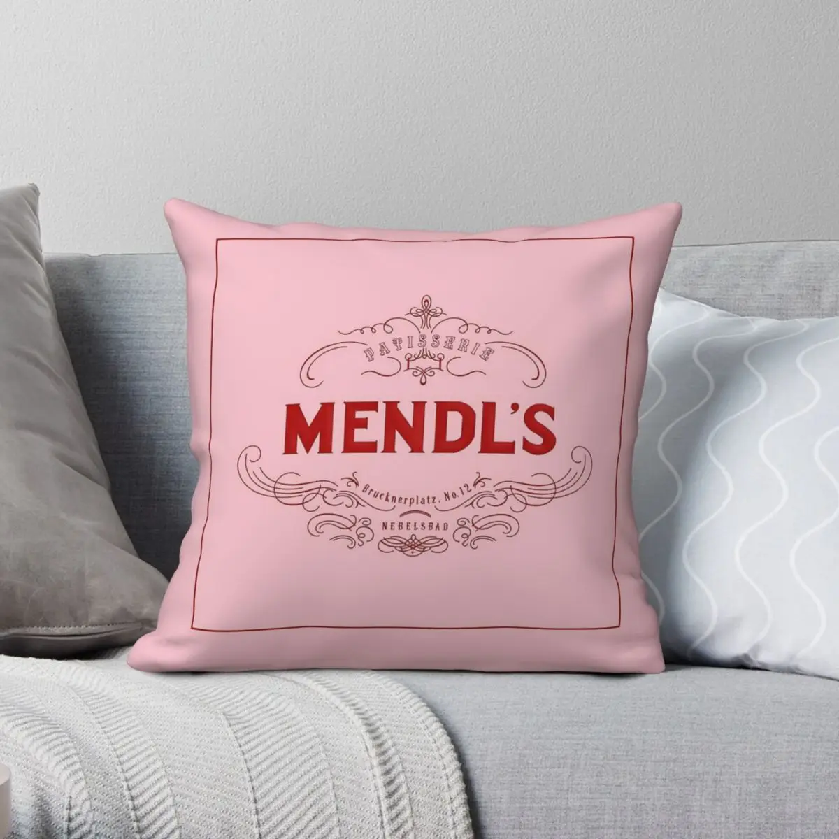 Grand Budapest Hotel Mendl's Herr Mendl Square Pillowcase Polyester Linen Velvet Pattern Zip Decorative Sofa Cushion Cover 18