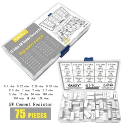 15 values kit 5W Cement resistance 5% 0.1 0.22 0.25 0.33 0.5 1 2  2.2 5 10 20 100 330 1K 10K ohm 0.1R 0.22R 0.33R R resistor