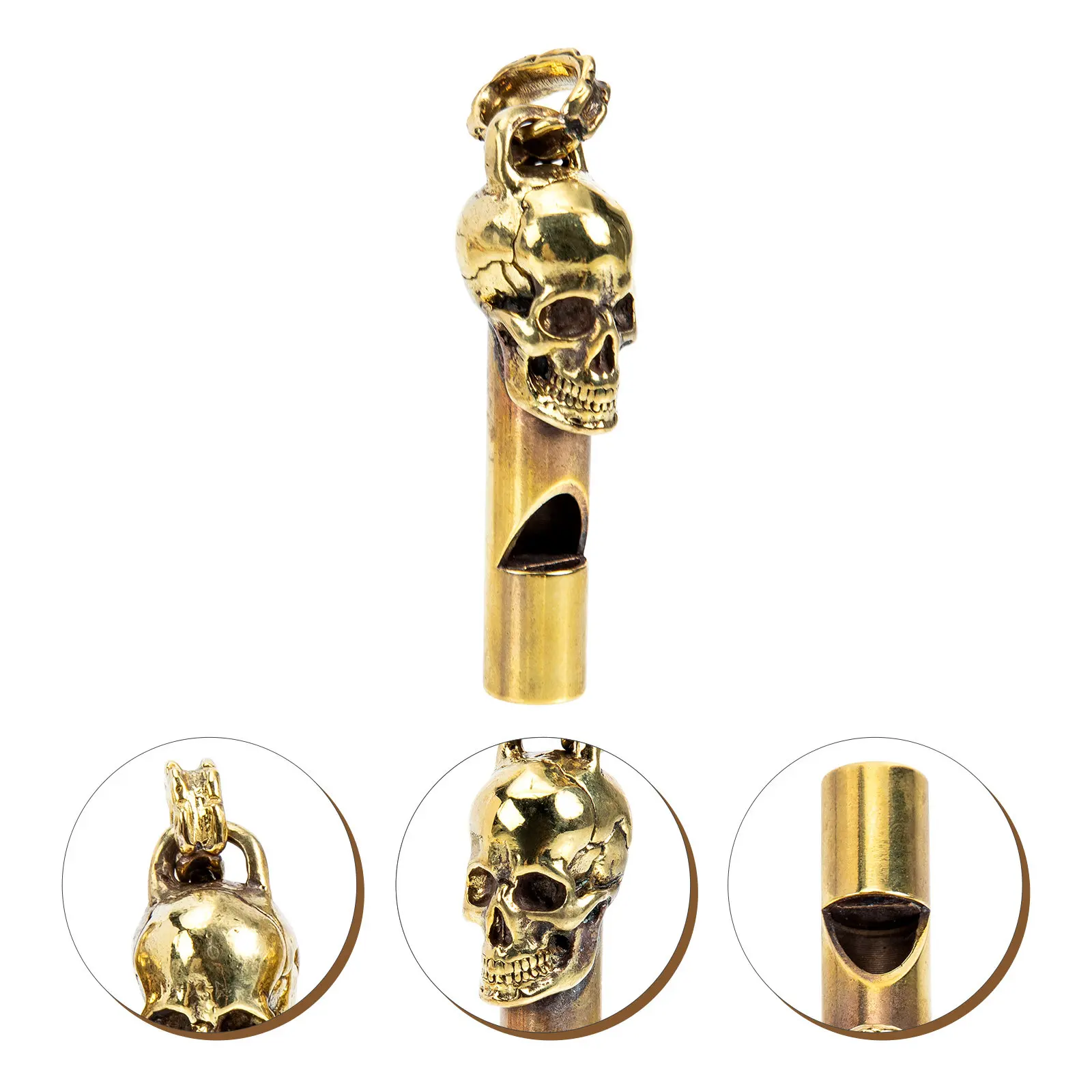

Skull Head Creative Copper Whistle Durable Loud Outdoor Emergency Survival Party Sports Referee Camping Whistle
