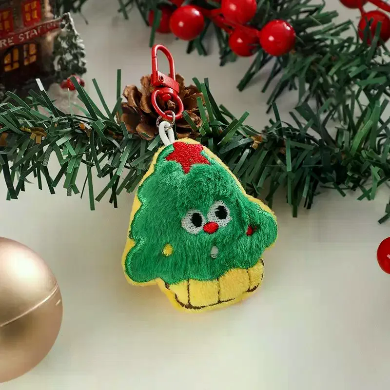 LLavero de Navidad de dibujos animados de felpa, colgante de muñeco de nieve de Papá Noel, mochila, adorno colgante, regalo de fiesta de Año Nuevo de Navidad