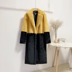New Women Contrast Color Mink Faux Fur Coat Winter Fur Lady Long Coat искусственная шуба