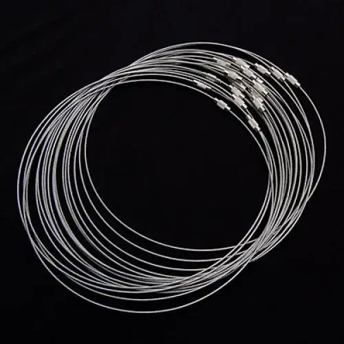 Phenovo luzem 20 sztuk srebrny Tone śruba zamek zapięcie drut naszyjnik kołnierz Choker modna biżuteria ustalenia długość 460mm