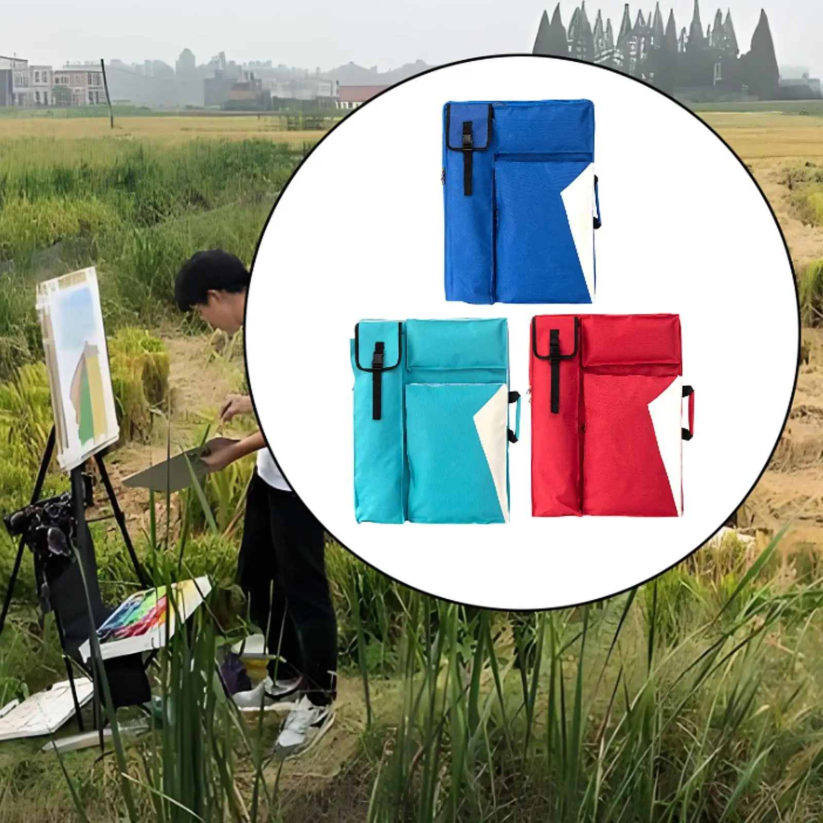 

Художественная сумка для рисования, набор с застежкой-молнией, регулируемый плечевой ремень, сумка для альбомов для рисования, уличные карандаши, палитра красок, кисти для рисования