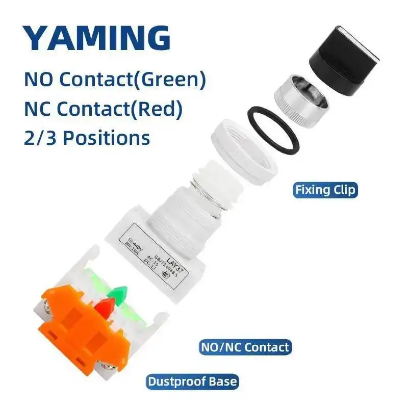 2pcs Mounting 22mm Rotary Switch Knob Button 4 Screws Terminals Two/Three Positions Selector LAY7 LAY37 Y090-11X2