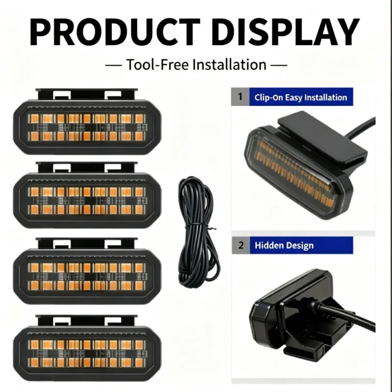 FOR Ford Ranger Car Center Front Grille Light Single Color Snap LED High Brightness Waterproof