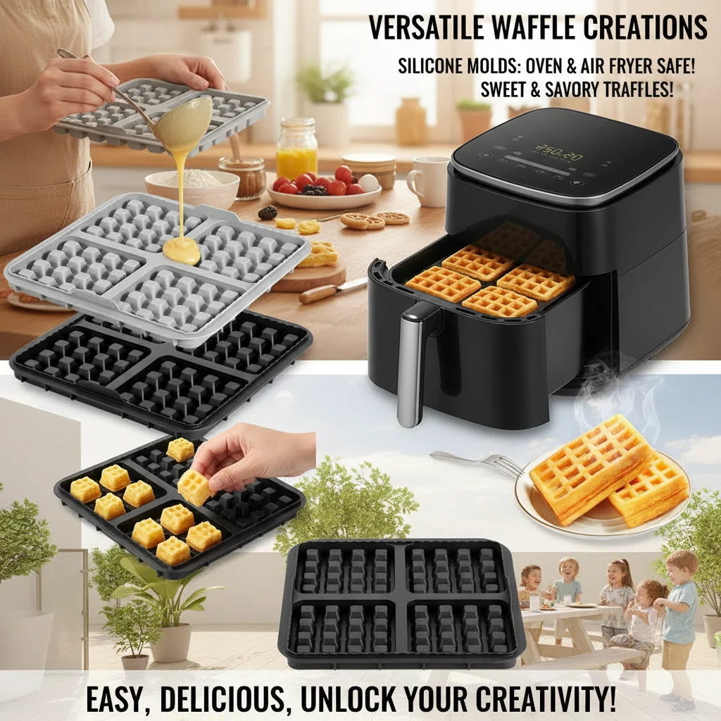 Silikon-Heißluftfritteusenmatte, Keksform, NA229-Serie, Waffelmodell, antihaftbeschichtetes Kochblech für gesundes Frittieren und Backen