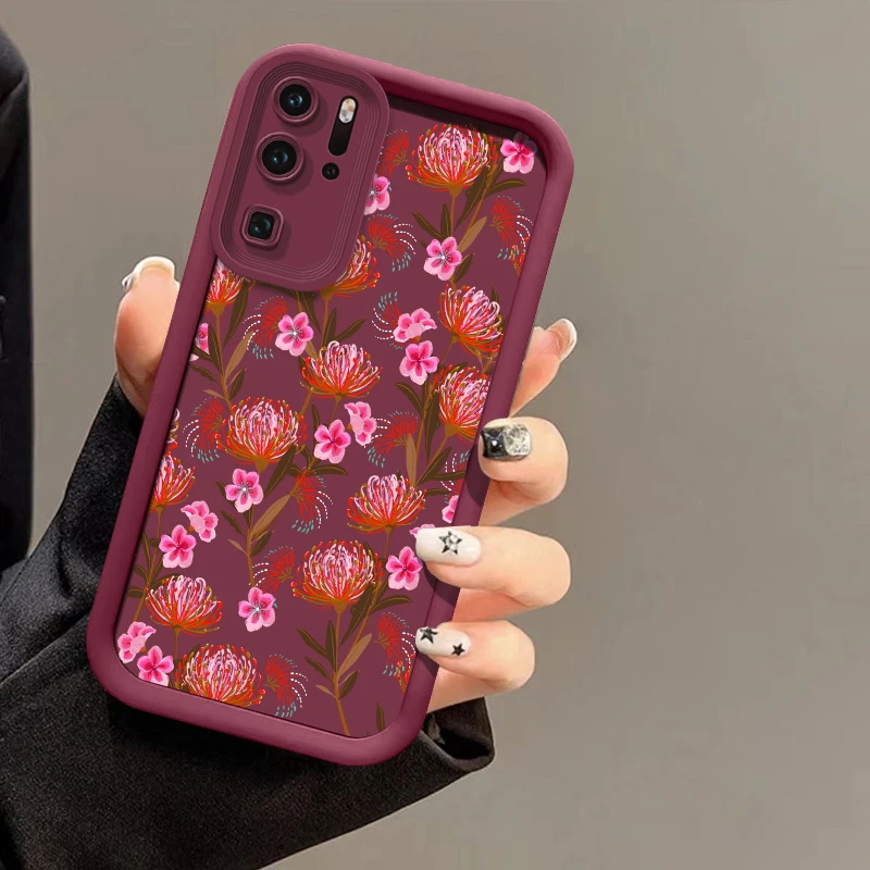 Funda de teléfono con protección de lente de cámara para Huawei Nova Y90 Y 90 7 Pro 5i Y70 Plus 10 9 SE, funda de silicona a prueba de golpes con patrón de flores