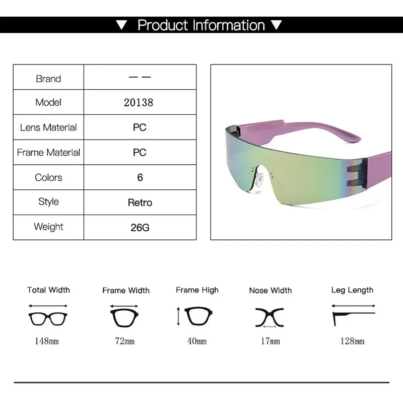 Y2k Sonnenbrille Hip Hop Mode trendige Sonnenbrille Outdoor Reiten Sonnenbrille Sonnenschutz gegen UV-Strahlen 20138 – Detail 5