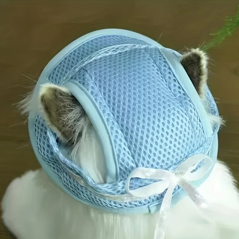 Immagine 5: 1pc cappello protettivo solare per animali domestici con decorazione a fiocco per cani e gatti-regolabile ed elegante