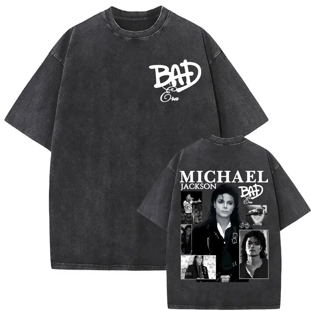 King of Pop Michael Jackson Bad Era Vintage Washed T-shirts Men