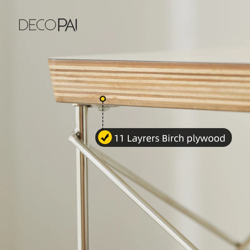 طاولة جانبية DECOPAI eames LTR، تصميم حديث مستطيل من الفولاذ المقاوم للصدأ باللون الأبيض لغرفة المعيشة وغرفة النوم وطاولة نهائية بمساحة صغيرة، كمبيوتر محمول