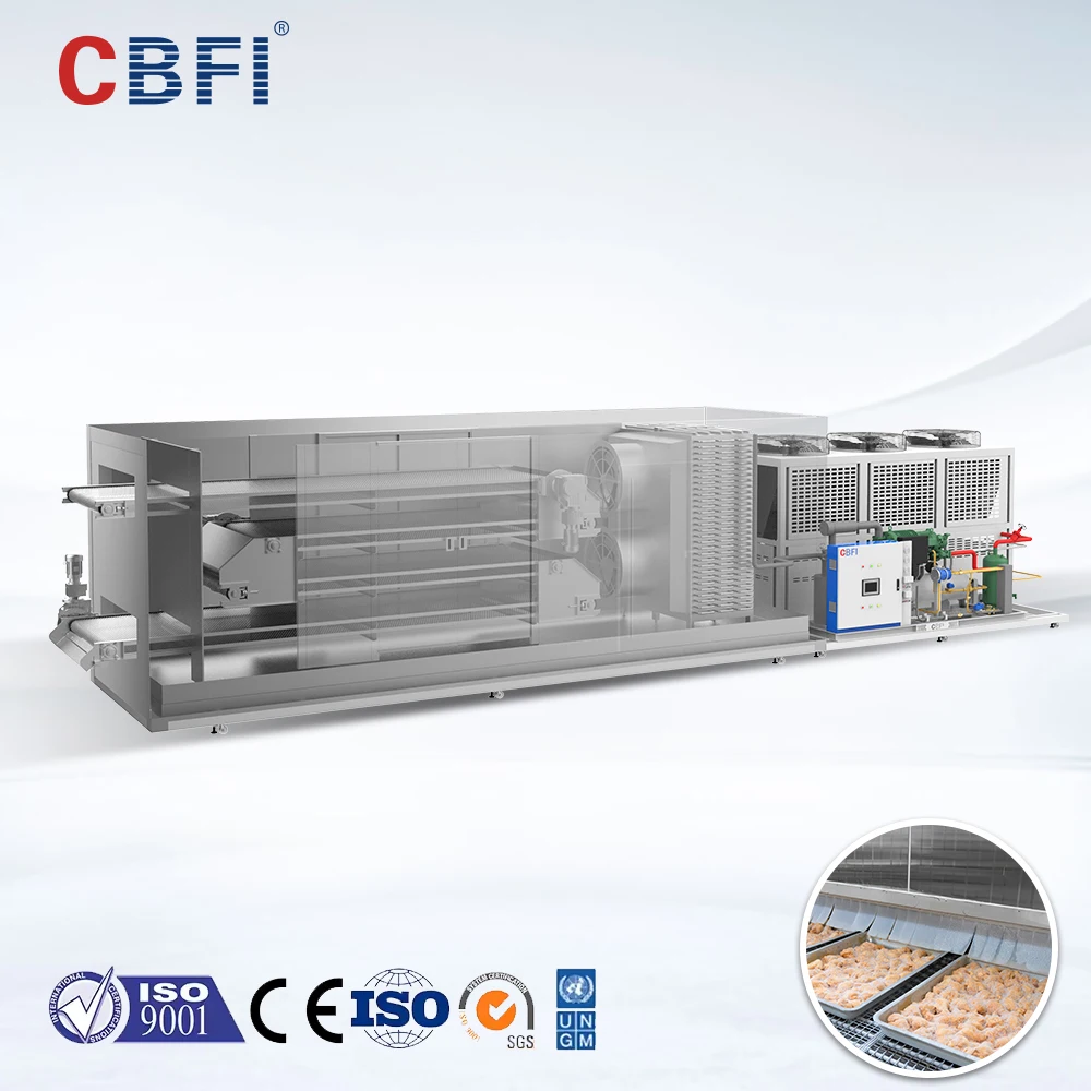 

750kg/h Spiral Freezer Commercial Blast Chiller Quick Freezing Machine Gearbox Bearing for Fish Fast Cooling High Productivity