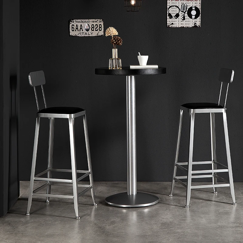 Industrial style bar table chair wrought iron high chair simple modern home backrest high  retro bar stool table and